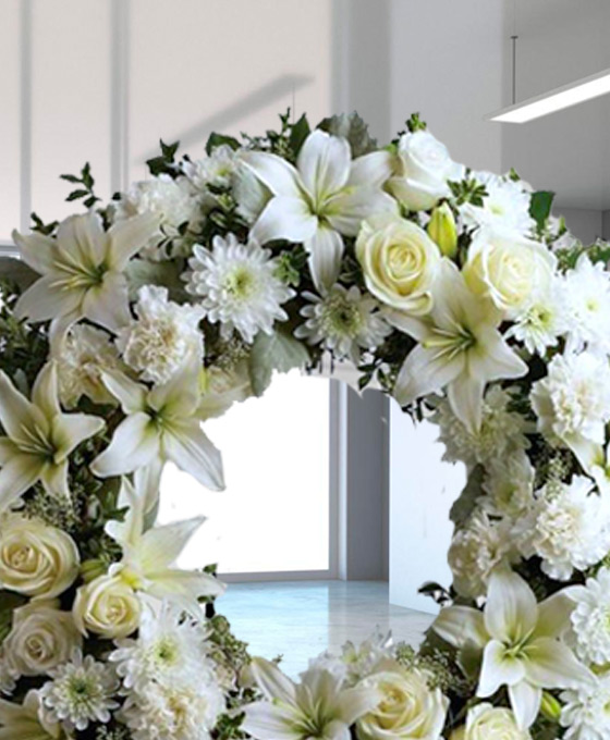 Corona Funeraria Flor Variada Blanco