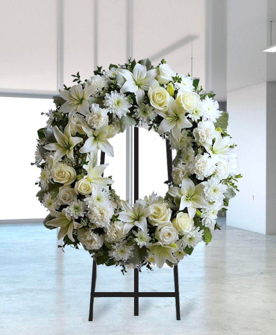 Corona Funeraria Flor Variada Blanco
